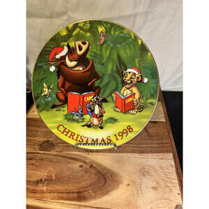 Vintage Disney Grolier “Jungle Bells” Christmas Plate 1998 Lion King Simba Timon